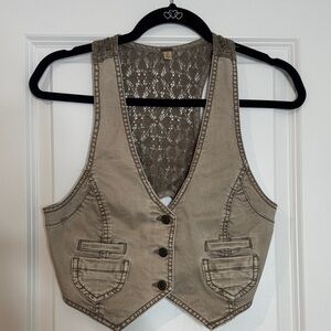 Free People Stylish Tan Button-Up Vest